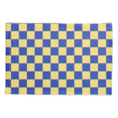 Butter yellow and blue checkered board pattern 枕カバー (裏面-左)