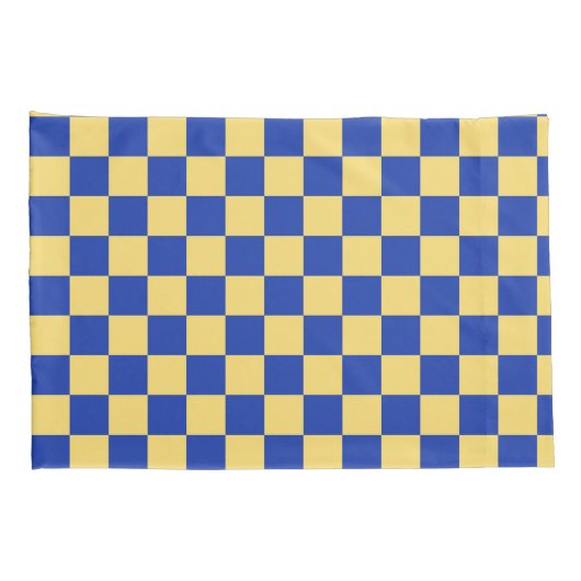 Butter yellow and blue checkered board pattern 枕カバー (裏面-右)