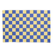 Butter yellow and blue checkered board pattern 枕カバー (正面左)