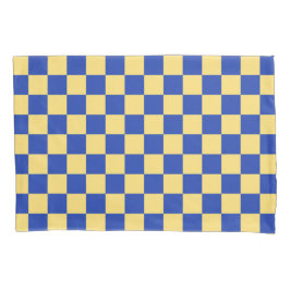 Butter yellow and blue checkered board pattern 枕カバー