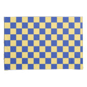 Butter yellow and blue checkered board pattern 枕カバー (正面右)