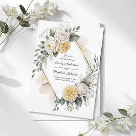 Butter Yellow And Gold Wedding Invitation 招待状