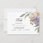 Butter Yellow And Lilac Floral Wedding RSVP Cards (正面)