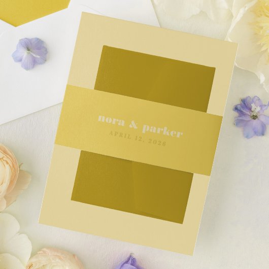 Butter Yellow Bold Typography Simple Wedding 招待状ベリーバンド