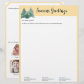 Butter Yellow Christmas Tree Letter & Photos レターヘッド (正面/裏面)
