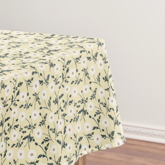Butter Yellow Cream Modern Farmhouse Daisy Pattern テーブルクロス (インサイチュ)