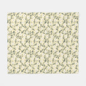 Butter Yellow Cream Modern Farmhouse Daisy Pattern フリースブランケット (正面(横))