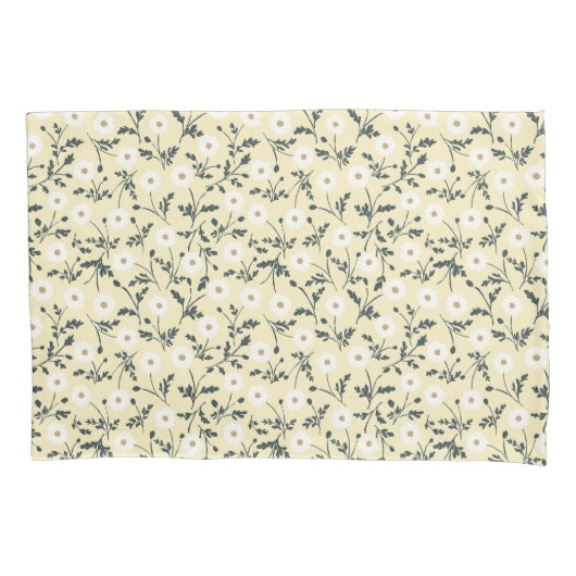 Butter Yellow Cream Modern Farmhouse Daisy Pattern 枕カバー (正面)