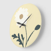 Butter Yellow-Cream Modern Farmhouse Single Daisy ラージ壁時計 (傾斜)