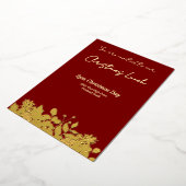 Butter Yellow & Deep Red Floral Merry Christmas 箔招待状 (回転した状態)