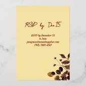 Butter Yellow & Deep Red Floral Merry Christmas 箔招待状 (裏面)