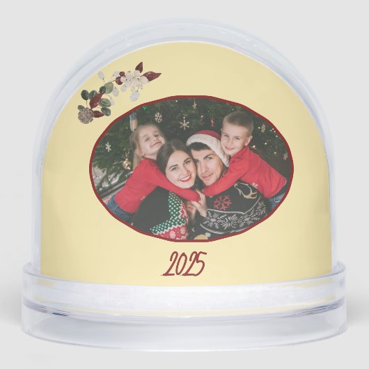 Butter Yellow & Deep Red Floral Photo Christmas (正面)