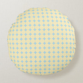 Butter Yellow Dot on Blue Throw Pillow - Round ラウンドクッション