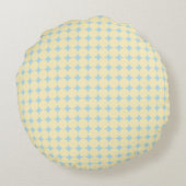 Butter Yellow Dot on Blue Throw Pillow - Round ラウンドクッション (裏面)