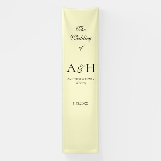 Butter Yellow Fabric Wedding Welcome Banner 横断幕 (縦)