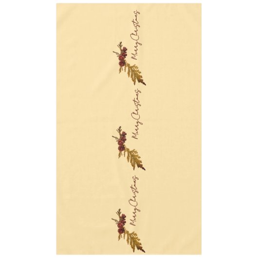 Butter Yellow Fern & Pine cone Merry Christmas テーブルクロス (正面)