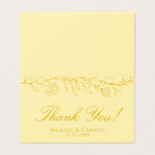 Butter Yellow Floral Wedding Folded Thank You Card (外部フラット)