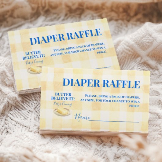 Butter Yellow Gingham Boy Baby Shower Diaper エンクロージャーカード