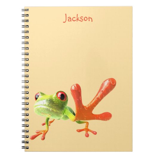 Butter Yellow Green & Orange Frog ノートブック (正面)