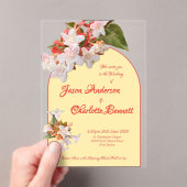 Butter Yellow & Honeysuckle Photo Wedding アクリル招待状 (インサイチュ (ポータブル))