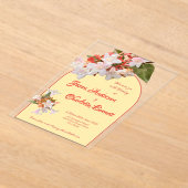 Butter Yellow & Honeysuckle Photo Wedding アクリル招待状 (レイダウン)