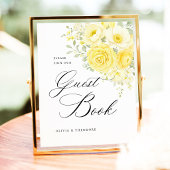 Butter Yellow Ivory Floral Guest Book Wedding 台座サイン