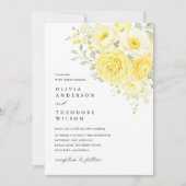 Butter Yellow Ivory Floral Photo Wedding 招待状 (正面)