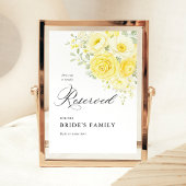Butter Yellow Ivory Floral Reserved Seat Sign 5x7 ポスター