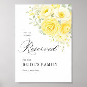 Butter Yellow Ivory Floral Reserved Seat Sign 5x7 ポスター (正面)