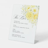 Butter Yellow Ivory Floral Wedding Bar Menu 台座サイン (正面)