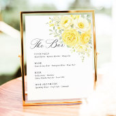Butter Yellow Ivory Floral Wedding Bar Menu 台座サイン