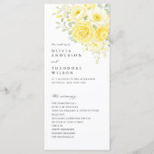 Butter Yellow Ivory Floral Wedding Ceremony プログラム (正面)