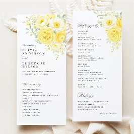 Butter Yellow Ivory Floral Wedding Ceremony プログラム