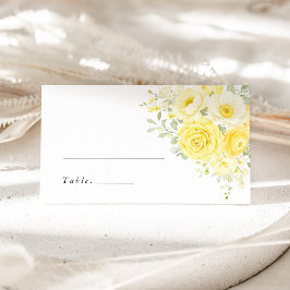 Butter Yellow Ivory Floral Wedding Name Place Card プレイスカード