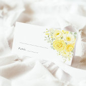 Butter Yellow Ivory Floral Wedding Name Place Card プレイスカード