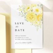 Butter Yellow Ivory Floral Wedding Photo セーブザデート