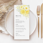 Butter Yellow Ivory Floral Wedding Reception メニュー