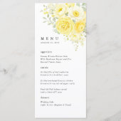 Butter Yellow Ivory Floral Wedding Reception メニュー (正面)