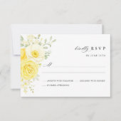 Butter Yellow Ivory Floral Wedding RSVP Card (正面)