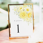 Butter Yellow Ivory Floral Wedding Table Numbers