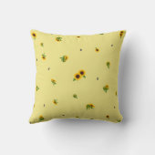 Butter Yellow Japanese Sunflower Floral Pattern クッション (裏面)