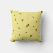 Butter Yellow Japanese Sunflower Floral Pattern クッション (正面)