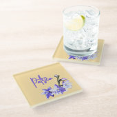 Butter Yellow & Lilac SunOrchid Birthday ガラスコースター (アングル)