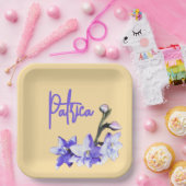 Butter Yellow & Lilac SunOrchid Birthday ペーパープレート (パーティー)