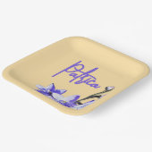 Butter Yellow & Lilac SunOrchid Birthday ペーパープレート (傾斜あり)