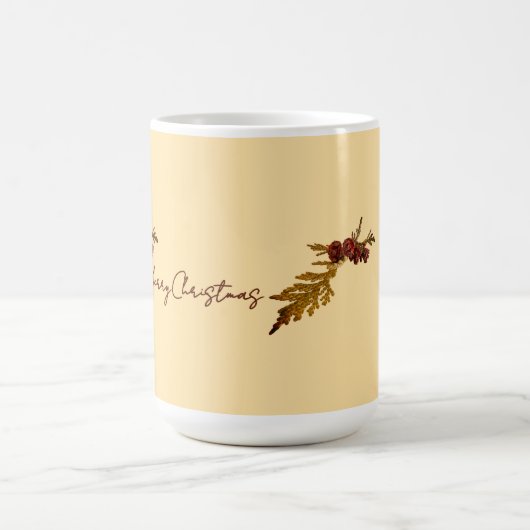 Butter Yellow Message Fern & Tiny Pine Cone コーヒーマグカップ (中央)