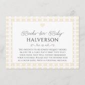 Butter Yellow Plaid Baby Shower Book Request エンクロージャーカード (正面)