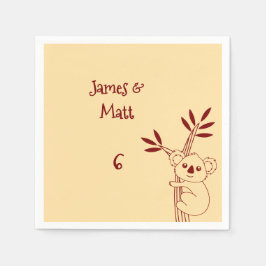 Butter Yellow & Red Australian Animals Birthday  スタンダードカクテルナプキン