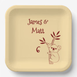 Butter Yellow & Red Australian Animals Birthday  ペーパープレート