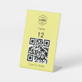 Butter Yellow Scan to Order QR Code Table Number 台座サイン (正面)